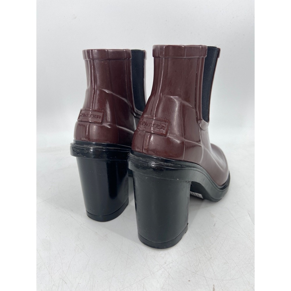 Hunter Women's Original Refined High Heel Burgundy Red Chelsea Rain Boots Size 6 - Picture 3 of 4